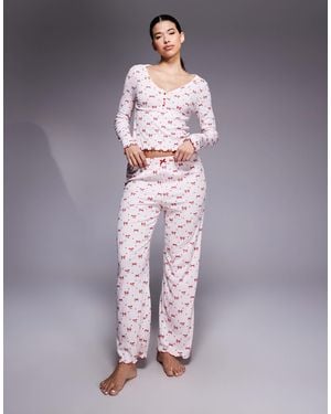 River Island – pyjama aus jersey - Lila