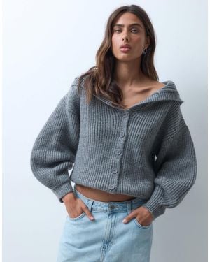 ASOS Gestrickte kapuzenstrickjacke - Blau