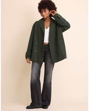 Stradivarius Shawl Neck Short Coat - Natural