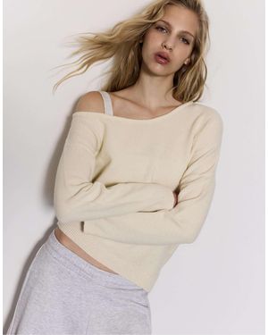 Stradivarius – asymmetrischer strickpullover - Natur
