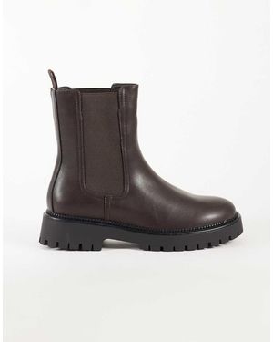 Glamorous Botas Tobilleras Con Suela Gruesa En Pu - Marrón