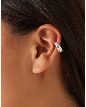 Orelia Bijou d'oreille gravé d'étoiles à strass en argent massif - Marron