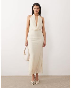 Bardot Yve Sequin Satin Halter Dress in Green | Lyst