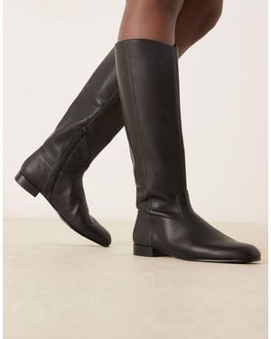 Mango Classic Leather Boot - Black