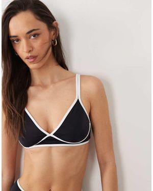 Free Society Bralet Bikini Top With Contrast Trim - Black