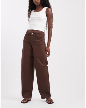 Pieces Grace Barrel Leg Jeans - Brown