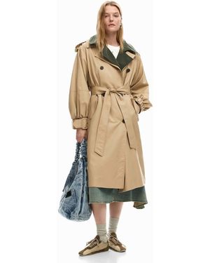 Desigual – abnehmbarer, zweifarbiger trenchcoat - Natur
