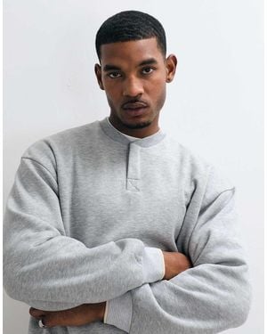 ASOS Felpa Bomber Con Collo Serafino E Coste A Righe - Grigio