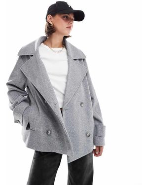ASOS Cappotto Doppiopetto Effetto Lana Elegante - Grigio