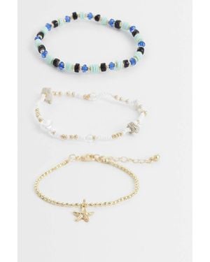 ASOS Confezione Multipack Di Bracciali Con Perline Blu E Oro - Bianco