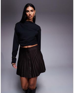 River Island Suedette Pleated Mini Skirt - Blue