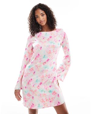 Vero Moda Bell Sleeve Satin Mini Dress - Pink