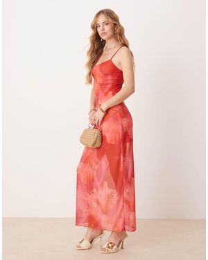 Wild Lovers Bella Vista Floral Print Mesh Beach Maxi Dress - Pink