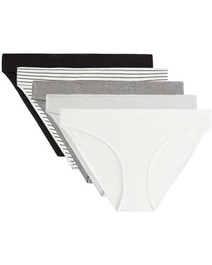 Oysho 5 Cotton Blend Classic Rib Briefs - White