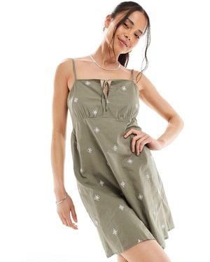 ONLY Embroidered Detail Mini Cami Dress - Green