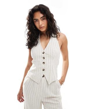 Miss Selfridge Co-Ord Tailored Linen Waistcoat - White