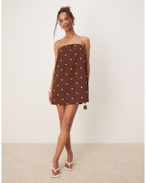 ASOS Bandeau Trapeze Mini Dress - Natural