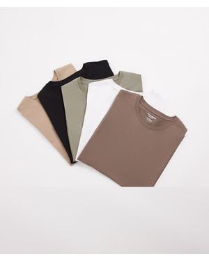 Jack & Jones 5 Pack Slim T-shirts - Brown