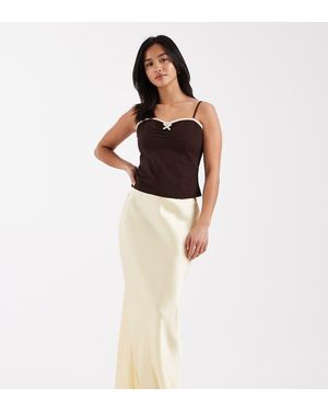 New Look Satin Bias Midi Skirt - Yellow