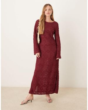 Ghospell – langärmliges midaxi-kleid aus häkelstoff - Rot