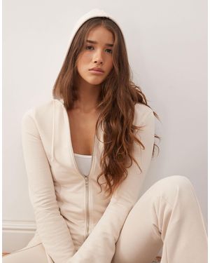 Monki Fitted Co-ord Hoodie With Flared Sleeve - Natural
