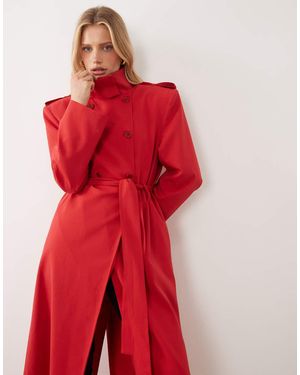 ASOS Elegante Trenchcoat Met Schoudervullingen - Rood