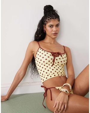 Reclaimed Vintage Tankini Top With Keyhole - Multicolour