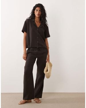 Jdy Wide Leg Cheesecloth Trousers Co-Ord - Brown