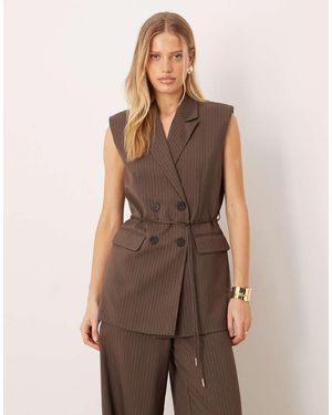 Y.A.S Tailored Belted Waistcoat Co-ord - Brown