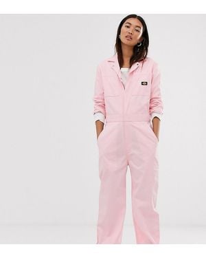 Dickies Relaxed Boiler Suit With Woven Badge - Pink