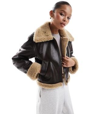 ONLY Faux Fur Aviator Jacket - Black