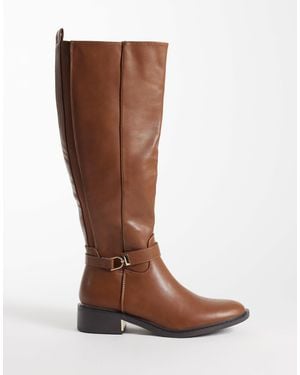 SEQWL Latte Buckle Riding Boots - Brown