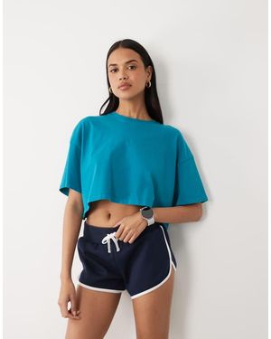 4505 Icon Heavyweight Cotton Cropped T-shirt With Quick Dry Finish - Blue