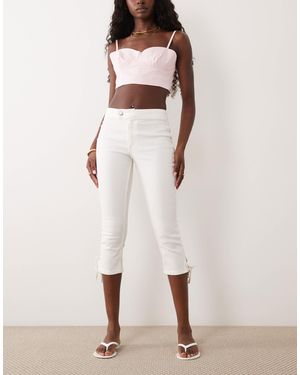 Miss Selfridge Denim Capri With Bows - Natural