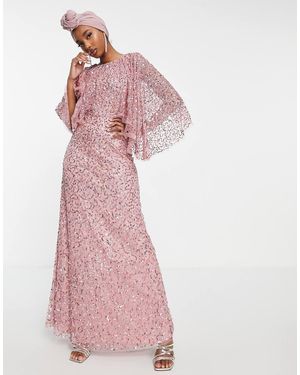 Maya Vestito Lungo A Mantella Decorato - Rosa