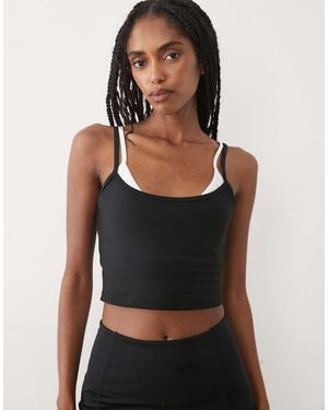 Abercrombie & Fitch Ypb Sculpting Double Layer Workout Cami Top - Black