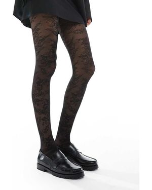 Pretty Polly Delicate Floral Tights - Black