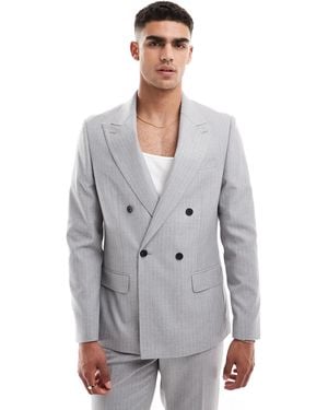 River Island – anzugjacke aus kreppstoff - Grau