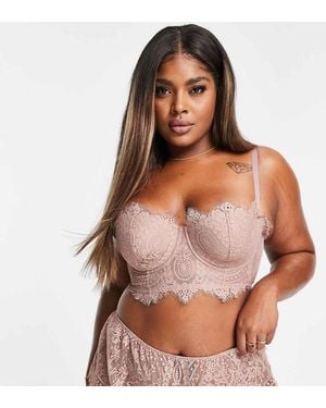 Figleaves Adore Longline Lace Multiway Balcony Bra - Brown