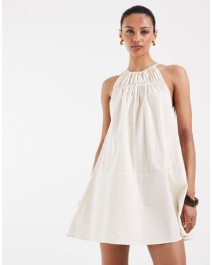 ASOS Halter Trapeze Shaped Waist Mini Dress - White