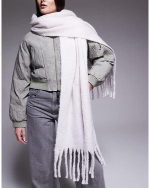 Kaiia Exclusivité - - écharpe oversize ultra douce à franges - crème - Gris