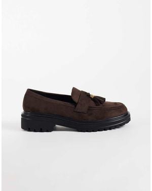 SEQWL Mocasines Chunky Con Borlas De Ante Sintético En Chocolate - Negro