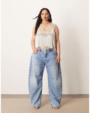 ARRANGE Curve Tova Tapered Curved Leg Jean With Roll Hem - Blue