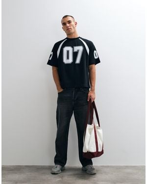 ASOS T-Shirt Oversize Squadrata Con Grafica Numerica - Blu