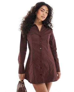 Miss Selfridge Poplin Fitted Shirt Dress - Purple
