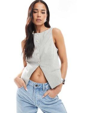 Bershka Round Neck Waistcoat - Blue