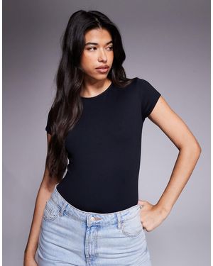 ASOS – figurbetonter, kurzärmliger body aus polyamid - Blau