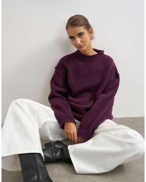 TOPSHOP Grob gestrickter pullover aus wollmix mit rollkante - Lila