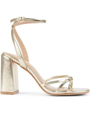SEQWL Strappy High Block Heel Sandals Ankle Strap Dress Shoes - White