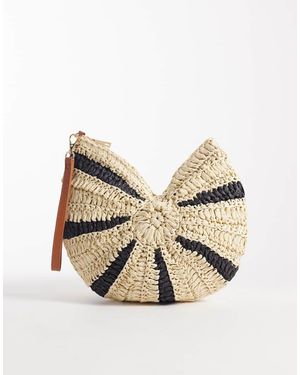 South Beach Bolso Clutch A Rayas Blancas Y Negras Con Diseño De Conchas De Croché De - Neutro